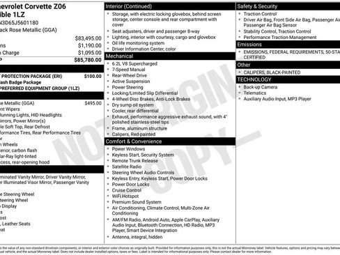 Used 2018 Chevrolet Corvette Z06 w/ Battery Protection Package image 6