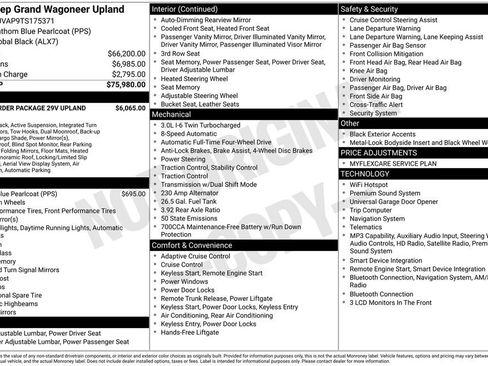 New 2026 Jeep Grand Wagoneer 4WD w/ Quick Order Packge 29V Upland image 6