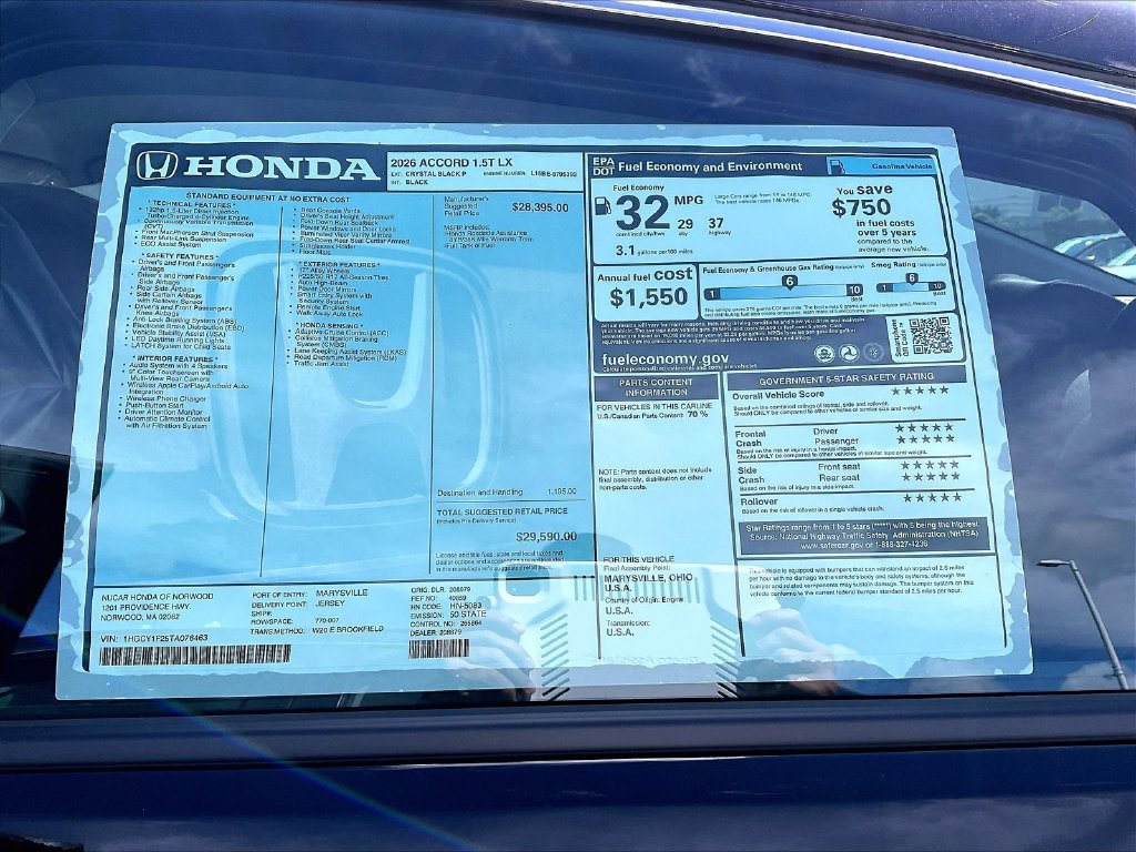 New 2026 Honda Accord LX image 16