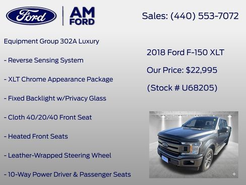 Used 2018 Ford F150 XLT w/ Equipment Group 302A Luxury AWD/4WD image 13