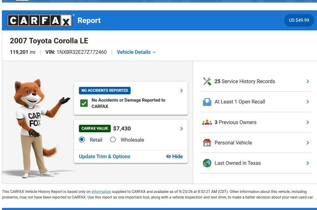 Used 2007 Toyota Corolla LE w/ Audio Value Pkg FWD image 10