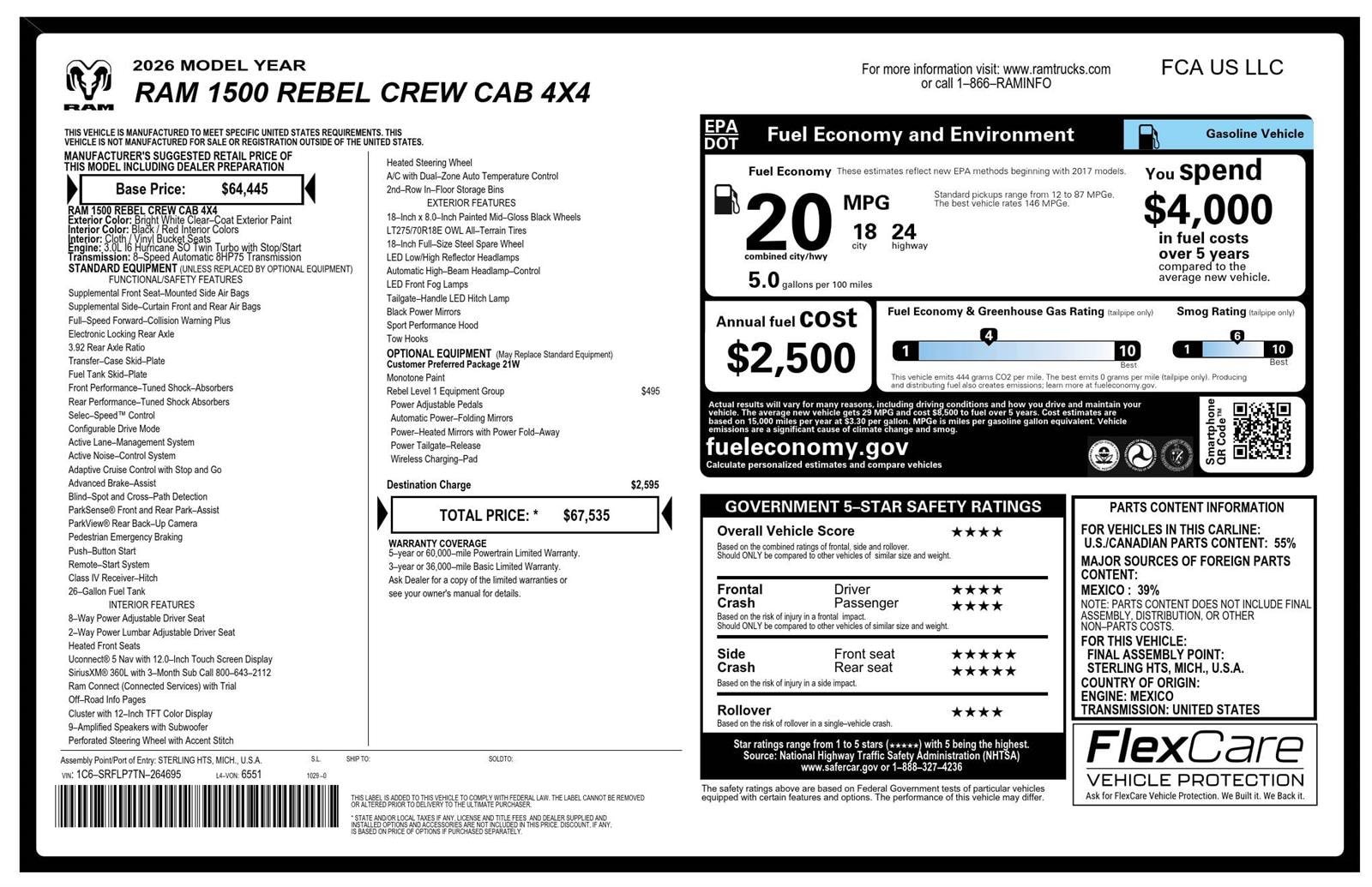 Used 2026 RAM 1500 Rebel w/ Rebel Level 1 Equipment Group AWD/4WD image 39