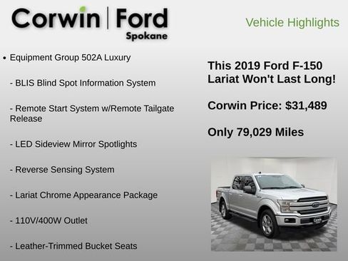 Used 2019 Ford F150 Lariat w/ Equipment Group 502A Luxury image 6