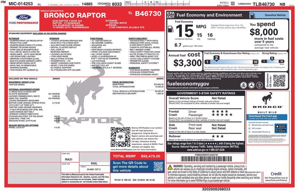 New 2026 Ford Bronco Raptor AWD/4WD image 6