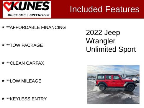 Used 2022 Jeep Wrangler Unlimited Sport image 3