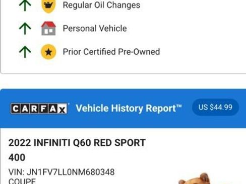 Used 2022 INFINITI Q60 Red Sport 400 w/ Cargo Package image 5