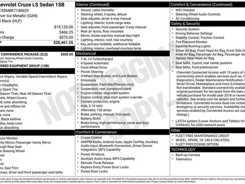 Used 2019 Chevrolet Cruze LS w/ LS Fleet Convenience Package FWD image 2