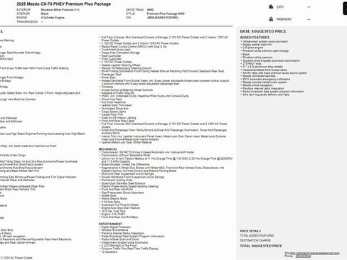 Certified 2025 MAZDA CX-70 Plug-In Hybrid w/ Premium Plus image 27