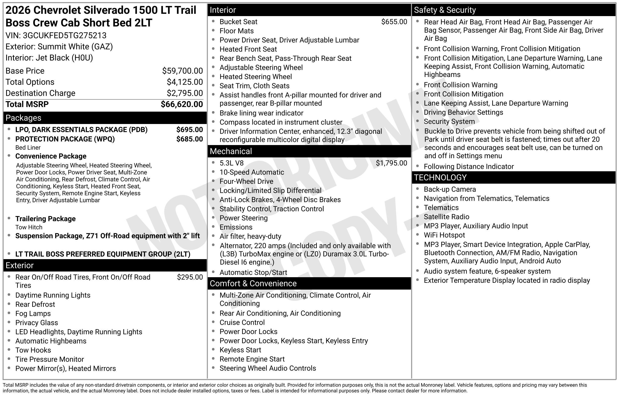 Used 2026 Chevrolet Silverado 1500 LT Trail Boss w/ LPO, Dark Essentials Package AWD/4WD image 2