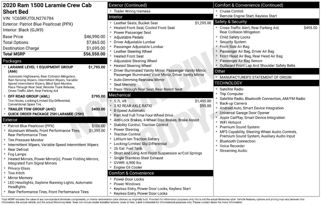 Used 2020 RAM 1500 Laramie AWD/4WD image 56