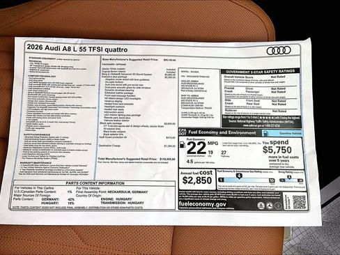 New 2026 Audi A8 L 3.0T AWD/4WD image 12