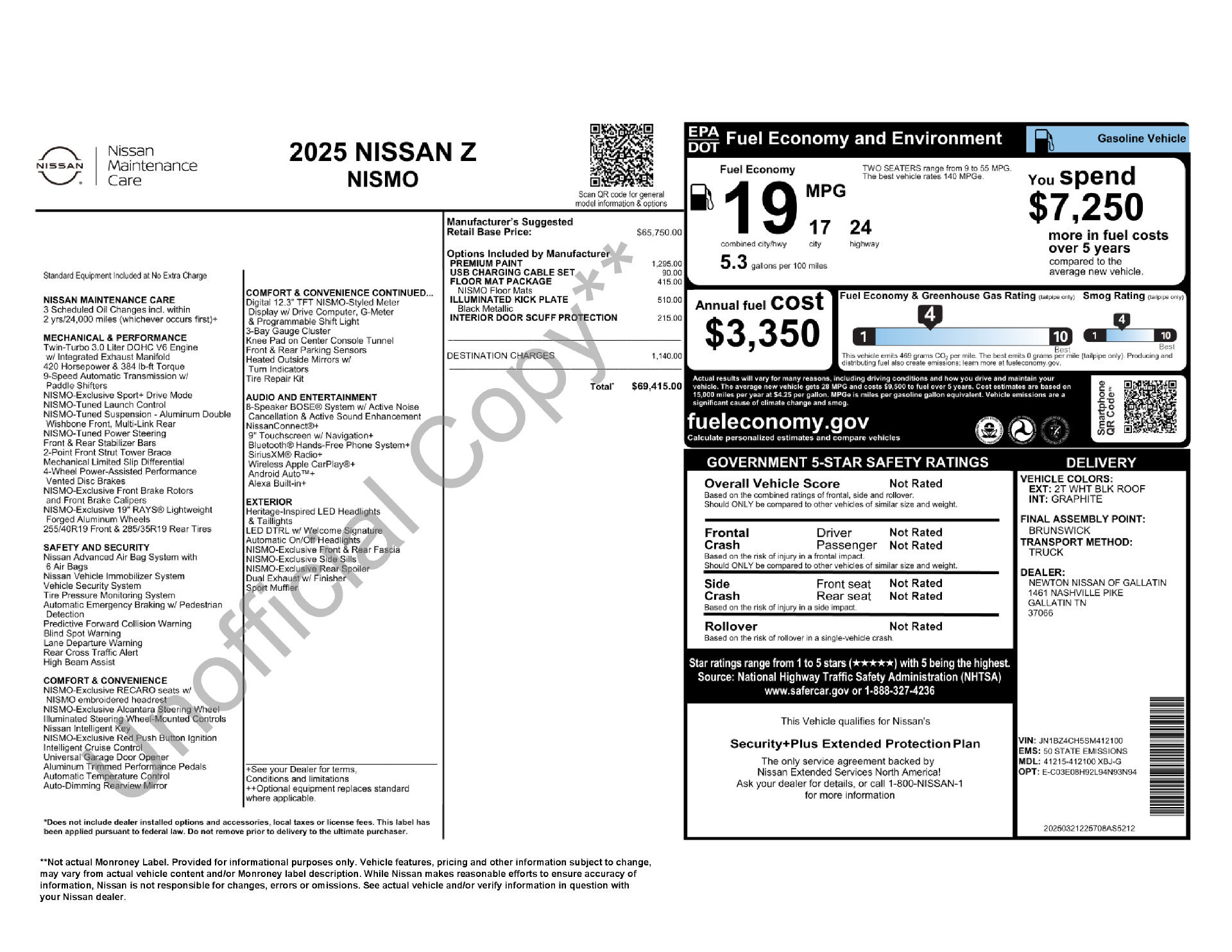 Used 2025 Nissan Z NISMO w/ Floor Mat Package RWD image 64