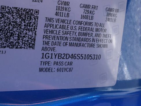 Certified 2025 Chevrolet Corvette Stingray Preferred Cpe w/ Battery Protection Package RWD image 48