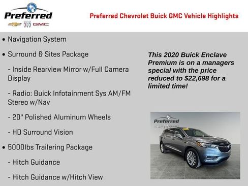 Certified 2020 Buick Enclave Premium w/ Surround and Sites Package image 2