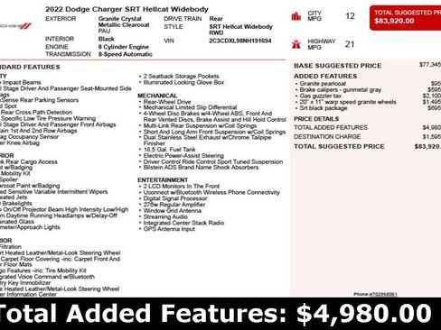 Used 2022 Dodge Charger SRT Hellcat w/ SRT Black Package image 3