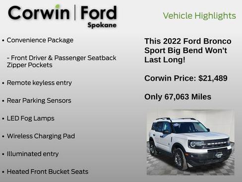 Used 2022 Ford Bronco Sport Big Bend w/ Convenience Package image 13