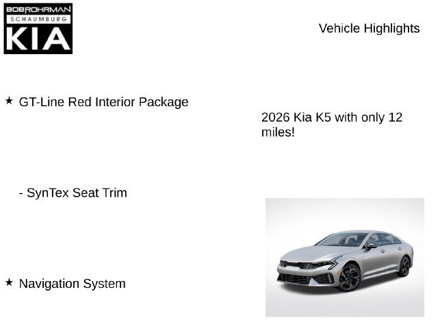 New 2026 Kia K5 GT-Line w/ GT-Line Red Interior Package FWD image 7