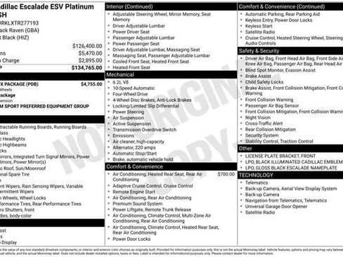 New 2026 Cadillac Escalade ESV Platinum Sport w/ LPO, ONYX Package image 29