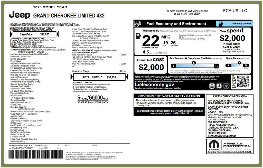 Used 2023 Jeep Grand Cherokee Limited w/ Black Appearance Package RWD image 3