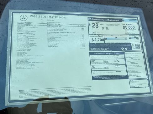 New 2026 Mercedes-Benz S 500 4MATIC image 28