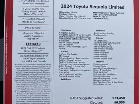 Certified 2024 Toyota Sequoia Limited AWD/4WD image 61
