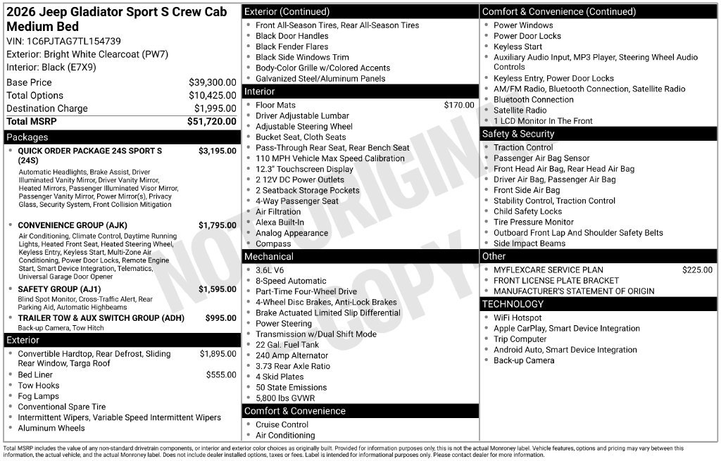 New 2026 Jeep Gladiator Sport AWD/4WD image 6