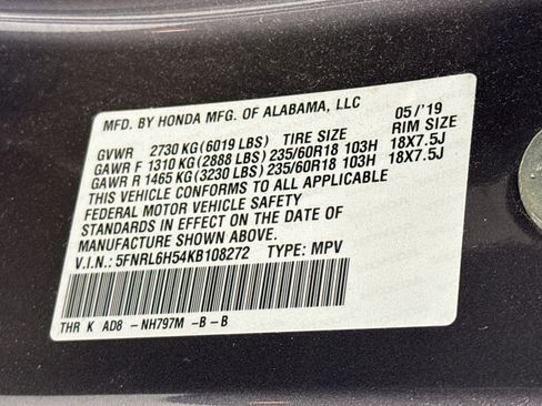 Certified 2019 Honda Odyssey EX image 32