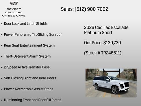 New 2026 Cadillac Escalade Platinum Sport w/ LPO, Floor Liner Package image 36