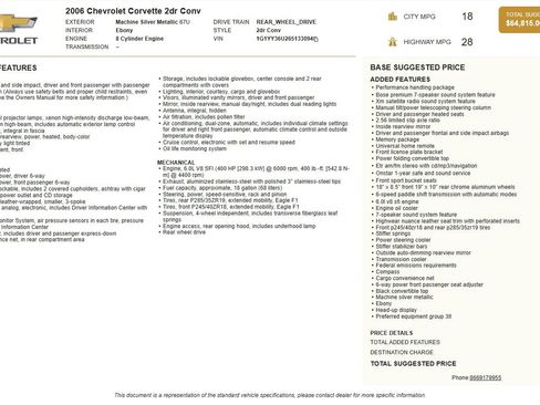 Used 2006 Chevrolet Corvette Coupe w/ Preferred Equipment Group RWD image 63