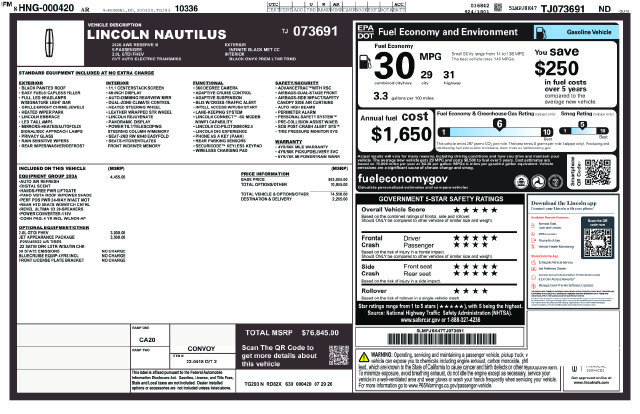 New 2026 Lincoln Nautilus Reserve AWD/4WD image 28