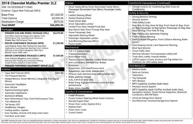 Used 2018 Chevrolet Malibu Premier w/ Premier Sun and Wheel Package FWD image 28