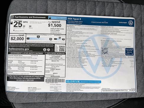 New 2026 Volkswagen Tiguan S AWD/4WD image 22
