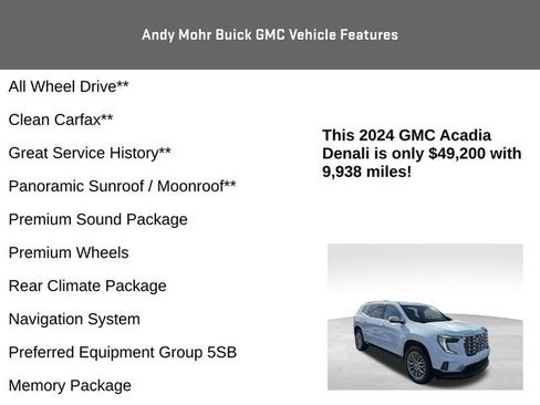 Used 2024 GMC Acadia Denali w/ LPO, Floor Liner Package image 8