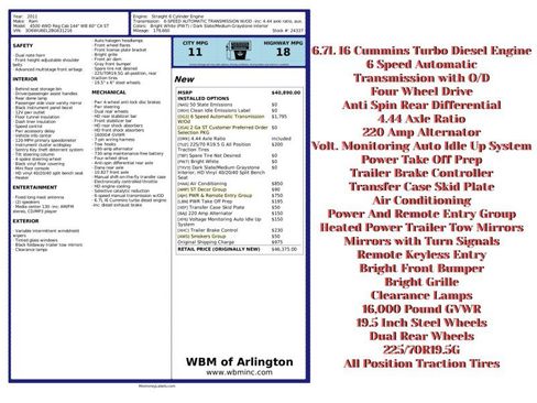 Used 2011 RAM 4500 4x4 Regular Cab w/ PWR & Remote Entry Group image 2