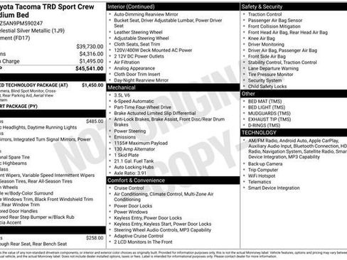Certified 2023 Toyota Tacoma TRD Sport w/ Advanced Technology Package AWD/4WD image 33