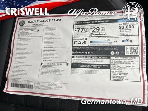 New 2024 Alfa Romeo Tonale Veloce w/ Active Assist Package image 48