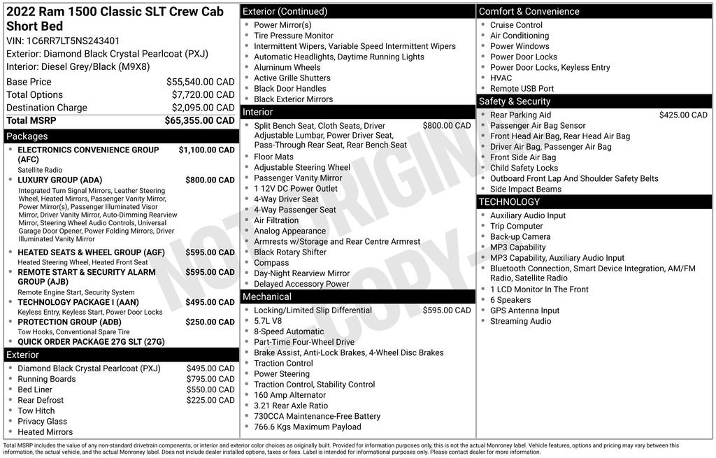 Used 2022 RAM 1500 Classic SLT w/ Electronics Convenience Group AWD/4WD image 3