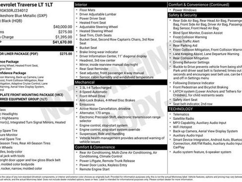 Used 2024 Chevrolet Traverse LT w/ LPO, Floor Liner Package FWD image 39