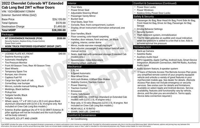 Used 2022 Chevrolet Colorado W/T w/ WT Convenience Package RWD image 7