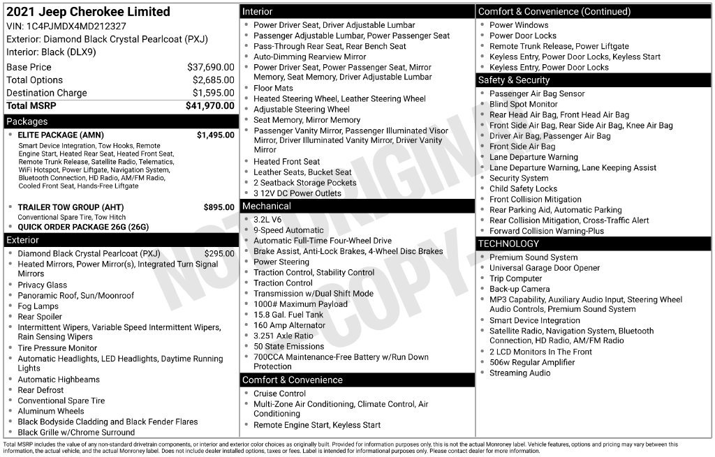 Certified 2021 Jeep Cherokee Limited w/ Elite Package AWD/4WD image 7