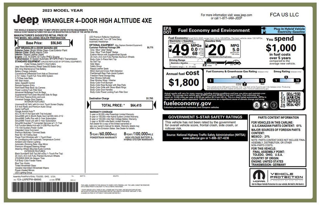 Certified 2023 Jeep Wrangler Unlimited Sahara AWD/4WD image 3