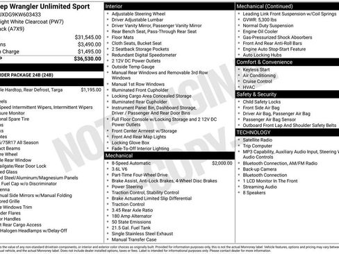 Used 2019 Jeep Wrangler Unlimited Sport AWD/4WD image 28