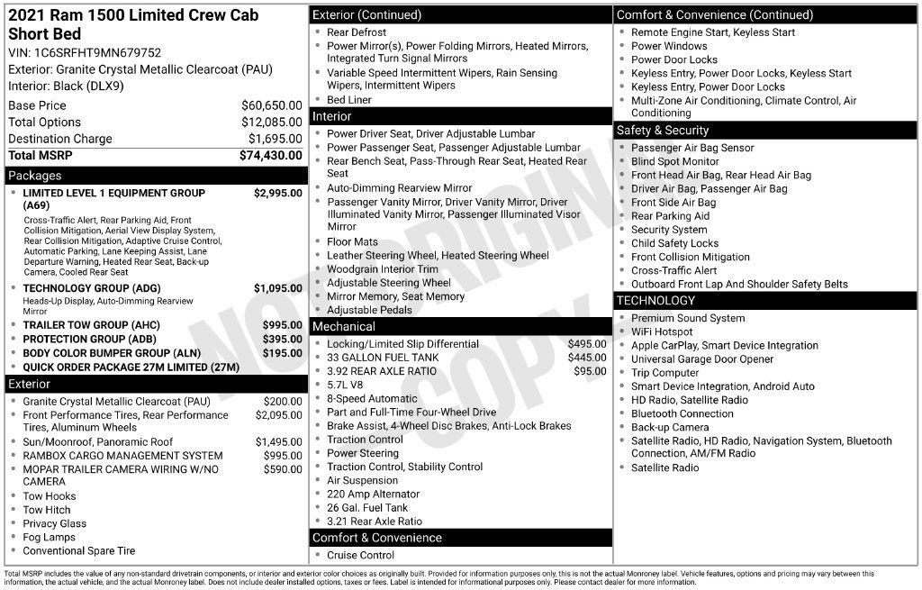 Used 2021 RAM 1500 Limited AWD/4WD image 10