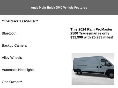 Used 2024 RAM ProMaster 2500 w/ Convenience Group FWD image 4
