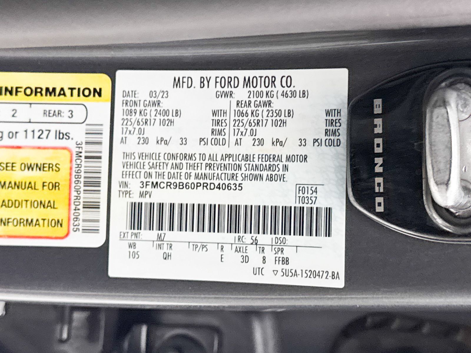 Used 2023 Ford Bronco Sport Big Bend w/ Convenience Package AWD/4WD image 36