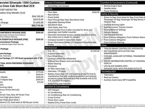 Used 2021 Chevrolet Silverado 1500 Custom Trail Boss w/ Safety Confidence Package AWD/4WD image 32