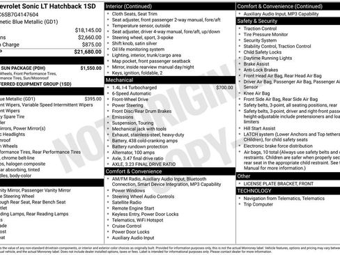 Used 2016 Chevrolet Sonic LT w/ Fun and Sun Package image 7