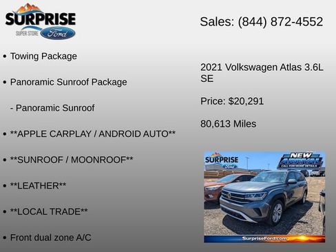 Used 2021 Volkswagen Atlas SE w/ Panoramic Sunroof Package AWD/4WD image 6