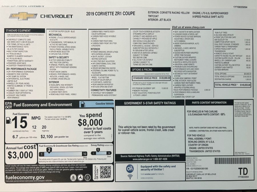 Used 2019 Chevrolet Corvette ZR1 RWD image 56