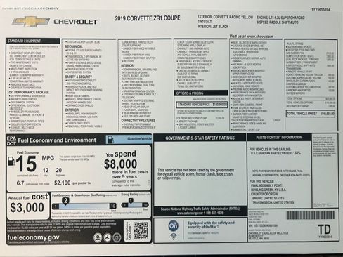 Used 2019 Chevrolet Corvette ZR1 RWD image 56